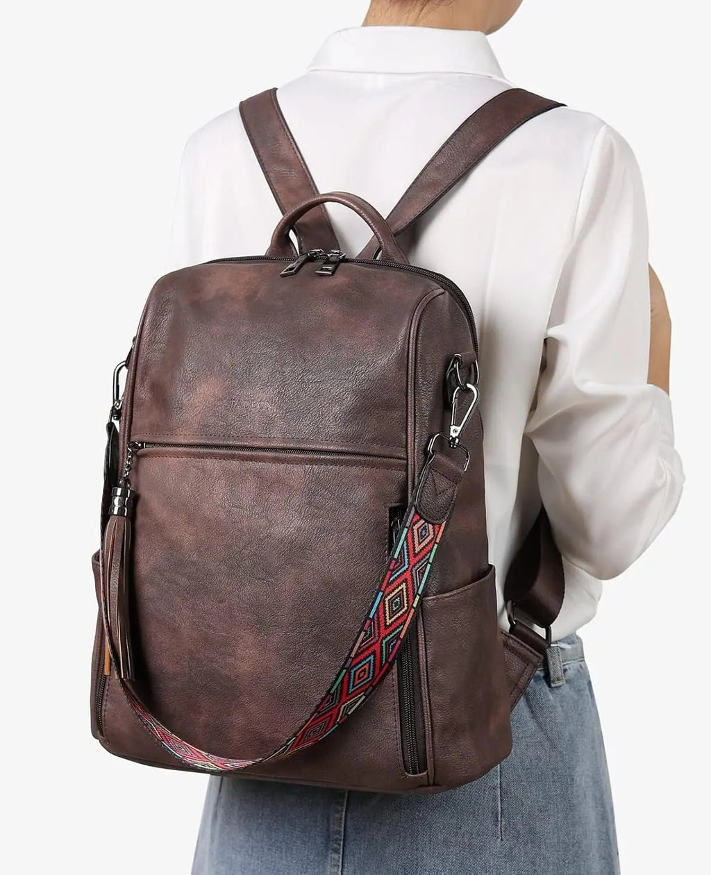 Leather Backpack Purse for Women Designer Travel Backpack Purses PU Fashion Ladies Shoulder Bag with Tassel