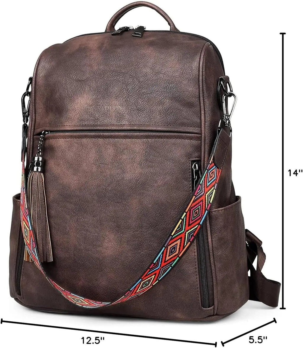 Leather Backpack Purse for Women Designer Travel Backpack Purses PU Fashion Ladies Shoulder Bag with Tassel