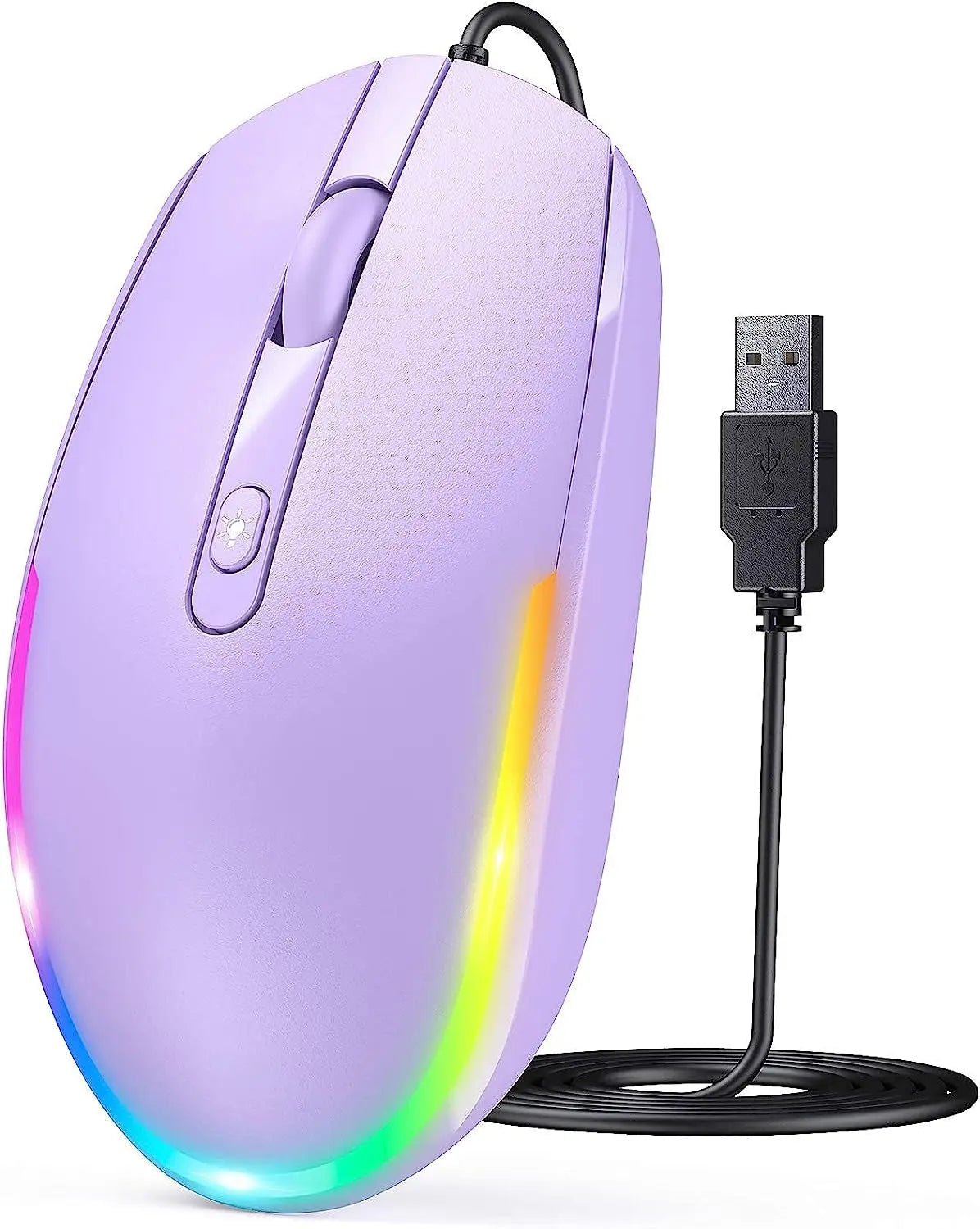 Wired Mouse - USB Computer Mice Wired with RGB Backlit Optical LED Mouse with Attached USB Cord for Laptops Notebooks Chromebook - Purple