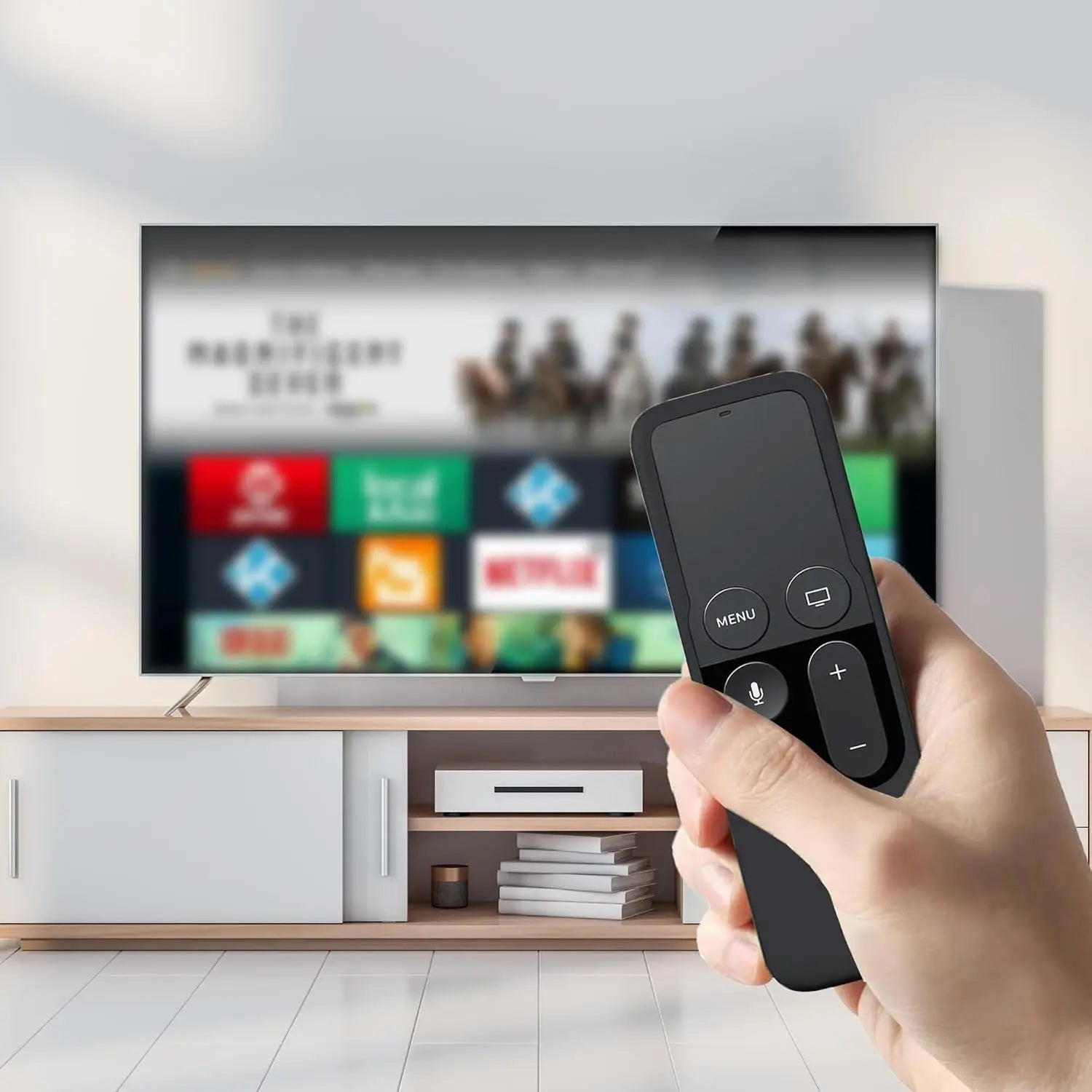 Silicone Case Compatible with Apple TV 4K/HD Siri Remote (1St Gen) - Anti-Slip Shock Proof Soft Remote Cover Case Compatible with Apple TV 4K 5Th 4Th Gen Siri Remote Controller - Black