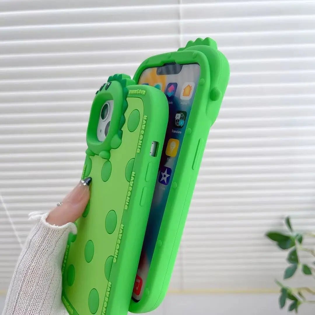 Polka Dots Green Little Dinosaur Silicone Phone Case Phone Case