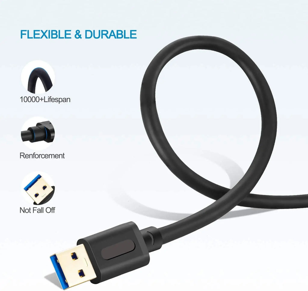 USB 3.0 Male to Male Cable 6Ft,Usb to USB Cable with Gold-Plated Connector for Hard Drive Enclosures, DVD Player, Laptop Cooler (6Ft/1.8M)
