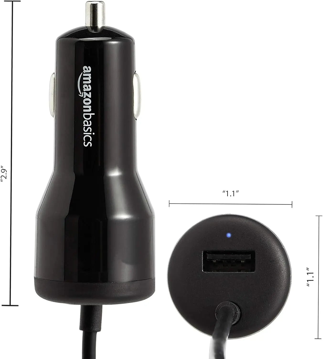 30W USB Car Charger, 1 USB-C (18W) Cable with PD, 1 USB-A (12W) Port, for Phones (Iphone 16/15/14/13/12/11/X, Samsung, and More), Black