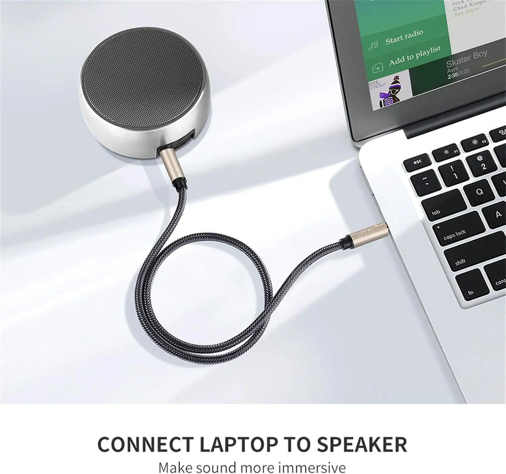 3.5Mm Male to Male Auxiliary Aux Stereo Professional Hifi Cable with Silver-Plating Copper Core, Gold Plated, Nylon Braid, Tangle-Free for for Audiophile/Musical Lovers Silver, 1M 3Ft