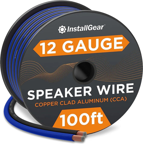 12 Gauge Speaker Wire (100Ft - Blue/Black) - Car & Home Speaker Cable for Stereos, Theater, Radio, Outdoor Use